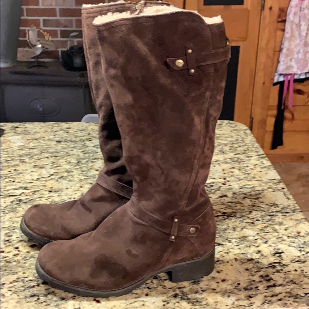 Ugg Jillian sheepskin harness boots, size 10